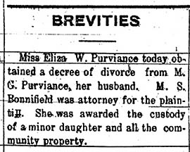 Miss Eliza Purviance divorce