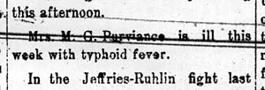 Louise Purviance ill with typhoid fever
