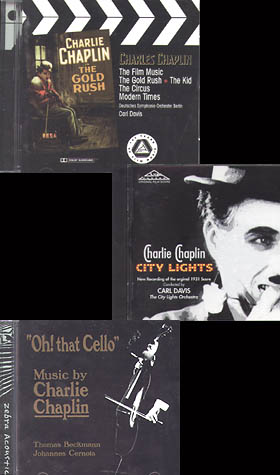 Charlie Chaplin City Lights by Carl Davies, Chaplin Film Music by Carl Davis and Oh that Cello by Buckmann and Cornoin
