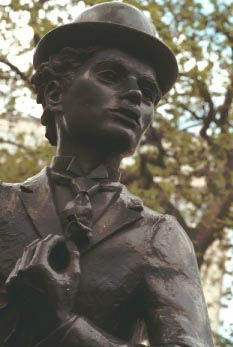 Charlie Chaplin in Leicester Square in London