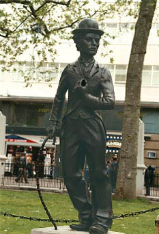 Charlie Chaplin in Leicester Square in London