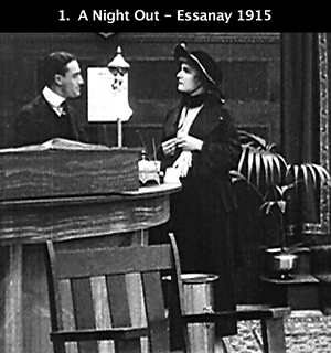 Edna Purviance and Charlie Chaplin in Police