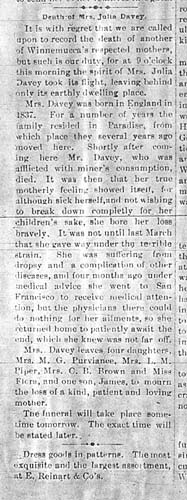 Silver State Article on Julia Davey's Death